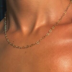18K Gold Heart Chain Necklace • Real Gold